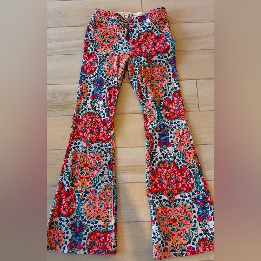 Free people corduroy pull on Floral Bell Bottom Pants